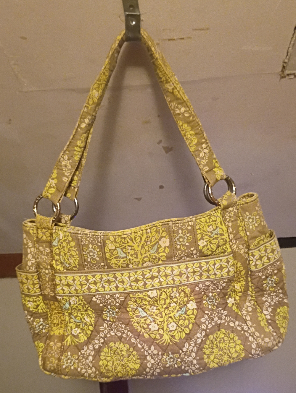 Vera Bradley Quilted Shoulder Bag in Yellow and Tan Floral